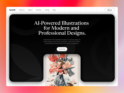 SynthAI - Generative AI illustration Website ai artificial intelligence branding design graphic design illustration landing page patterns ui web design