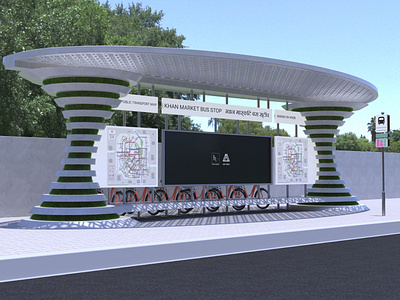 Khan Market Bus Stop Concept — Industrial Design 3d 3d render 3d visualization bus stop industrial design product design
