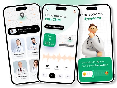 Healthcare App Visual Design branding design minimal design ui uiux user experience user interface