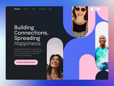 Kindred - Community website branding campaign community design events graphic design landing page networking startup ui web design