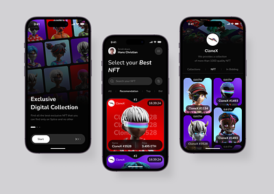 Splice - NFT Marketplace android app art bitcoin block chain clean crypto dark ui ethereum exchange futuristic home page inspiration ios marketplace mobile mobile ui nft nft app ui design
