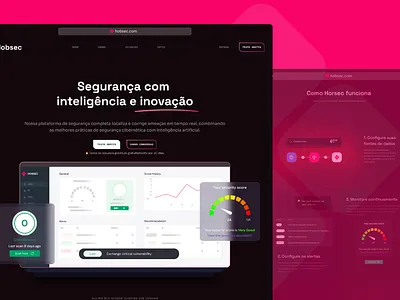 Landing Page Intelligence Security brazil dark design illustration pink product web saas ui website