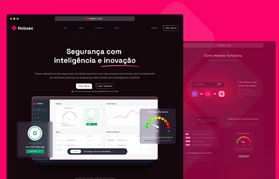 Landing Page Intelligence Security brazil dark design illustration pink product web saas ui website