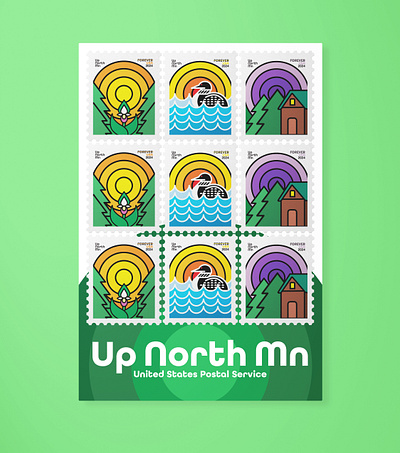 Minnesota Postage Stamps aaron draplin concordia university st. paul design for hire graphic design illustration logo minnesota thickline typography