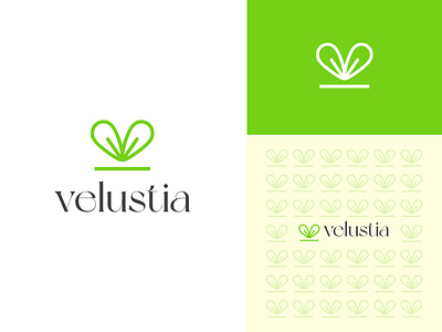 Velustia- Health And Wellness Logo balanced branding care cretive design healthcarelogo icon identity lifestyle logo natural premium typography velustia wellnesslogo