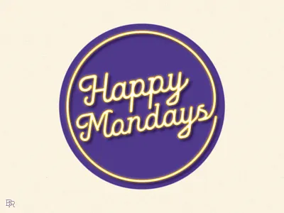 Happy Mondays_graphic_BRD_6-23-23 happy illustrator monday neon retro sign vector vintage