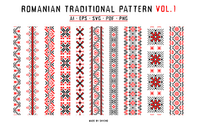 Traditional Romanian Embroidery Pattern - Vol 1 abstract adobe art embroidery fabric design geometric graphic art illustrations illustrator line pattern pattern design pattern making patterns seamless geometric seamless pattern simple design texture triangle shape vector