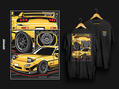 Mazda RX7 Comic Style Drawing car tshirt mazda rx7