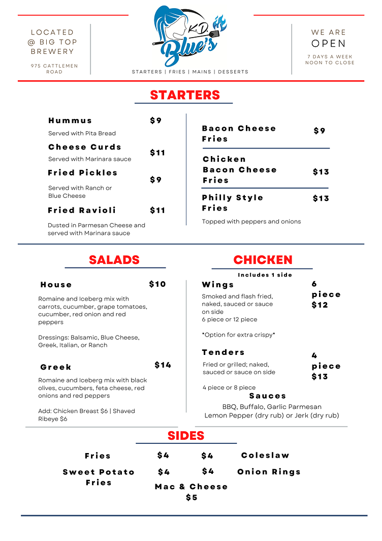 K.D. Blues Big Top Brewery Menu by Ashlee Thomas on Dribbble