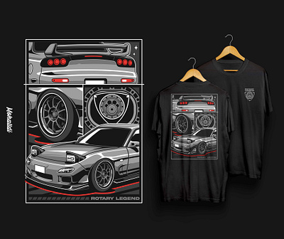 Mazda RX7 Comic Style Drawing car tshirt