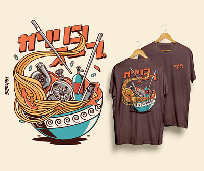 Petrol Soup Automotive Drawing car tshirt food ramen soup turbo