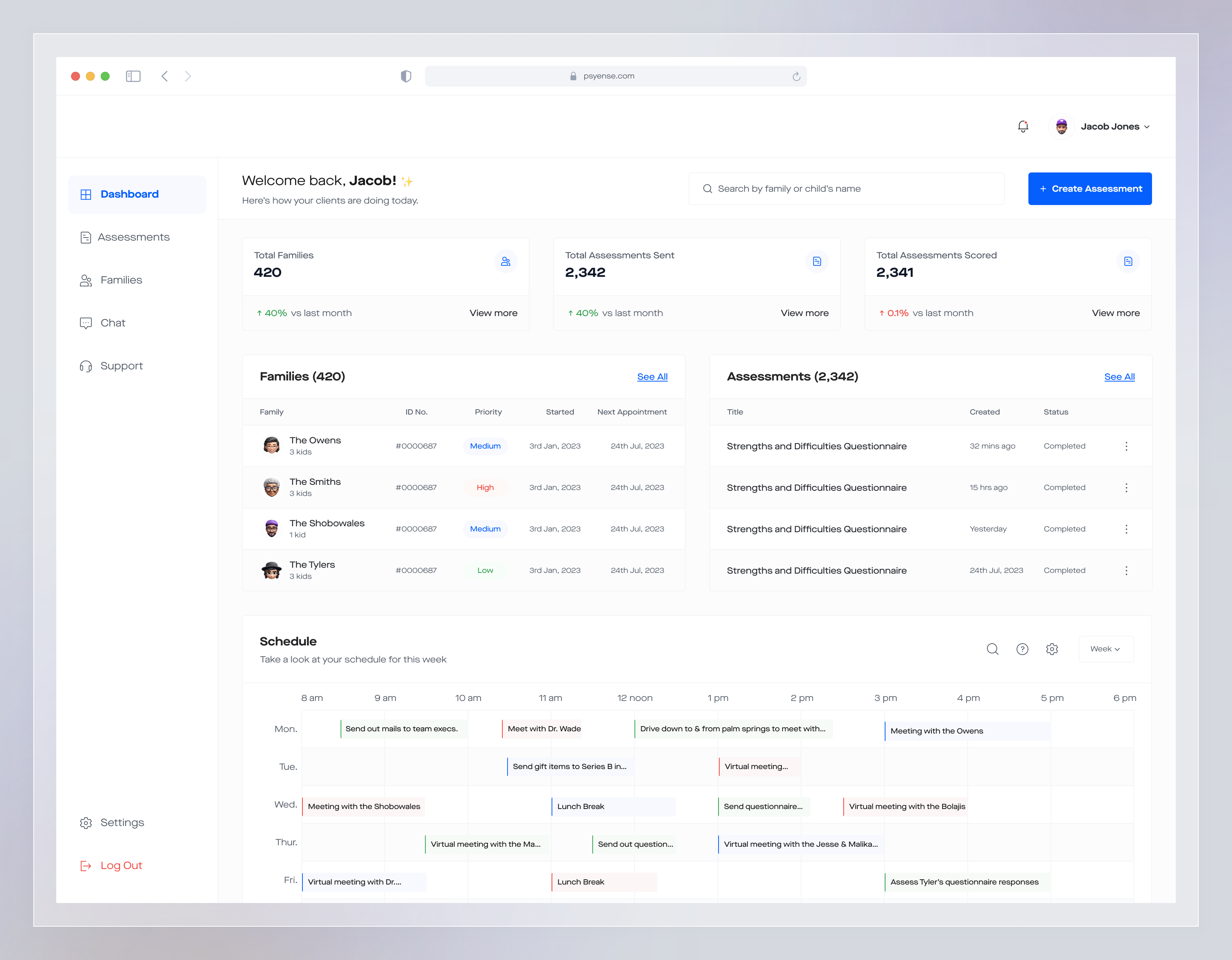 Psyense - SDQ Assessment Dashboard app design figma minimal product design psychology sdq assessment ui