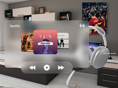 Apple Vision Pro. Spotify Concept Design. 2024 apple dailyuico figma glassmorphism music spotify spotifyredesign ui ux vision pro