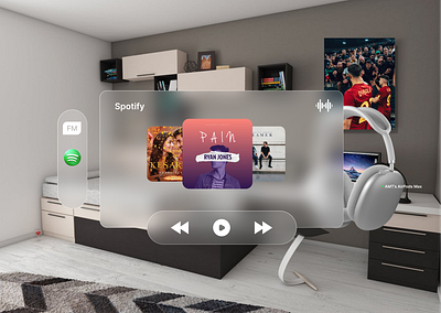 Apple Vision Pro. Spotify Concept Design. 2024 apple dailyuico figma glassmorphism music spotify spotifyredesign ui ux vision pro