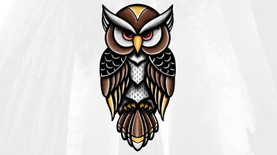 Neotraditional Digital Illustrations - Owl 2d art american traditional animal bird design digital art digital illustration drawing graphic design illustration neotraditional owl sketching tattoo traditional