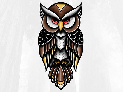 Neotraditional Digital Illustrations - Owl 2d art american traditional animal bird design digital art digital illustration drawing graphic design illustration neotraditional owl sketching tattoo traditional