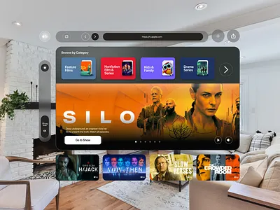 Apple Tv 3d apple apple tv applevisionpro application augmented reality film ios macos movie product design spatiol ui tv ui ui ux ui design virtual reality vision os web