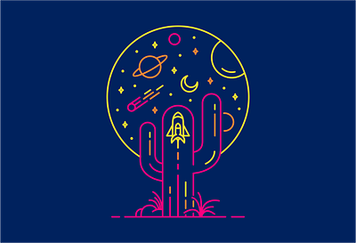 Rocket Journey Into Space 2 alien astronaut cactus cowboy desert earth fantasy galaxy moon nasa orbit outer space planet rocket sky space stars ufo universe wildlife