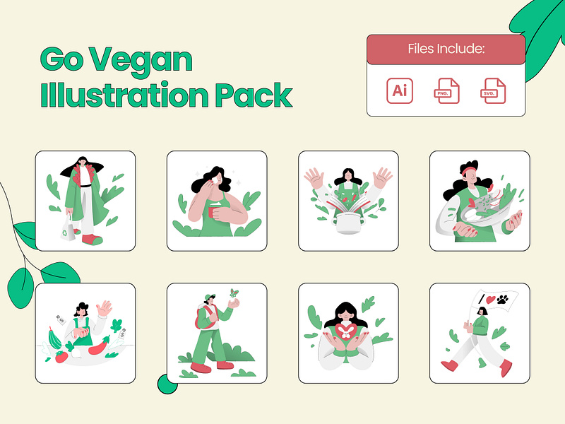 Go Vegan Illustration Pack design graphic design graphics illustration vector vector illustration