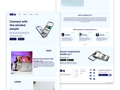 Host, Learn, Connect huddle up website design 3d animation best design branding design graphic design logo minimal website design motion graphics ui uiux website