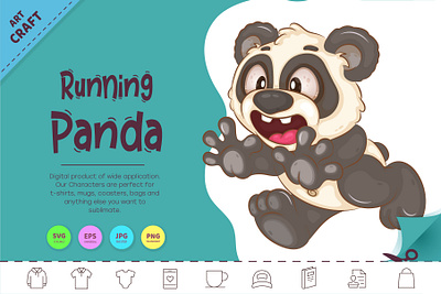 Running Cartoon Panda. cartoon