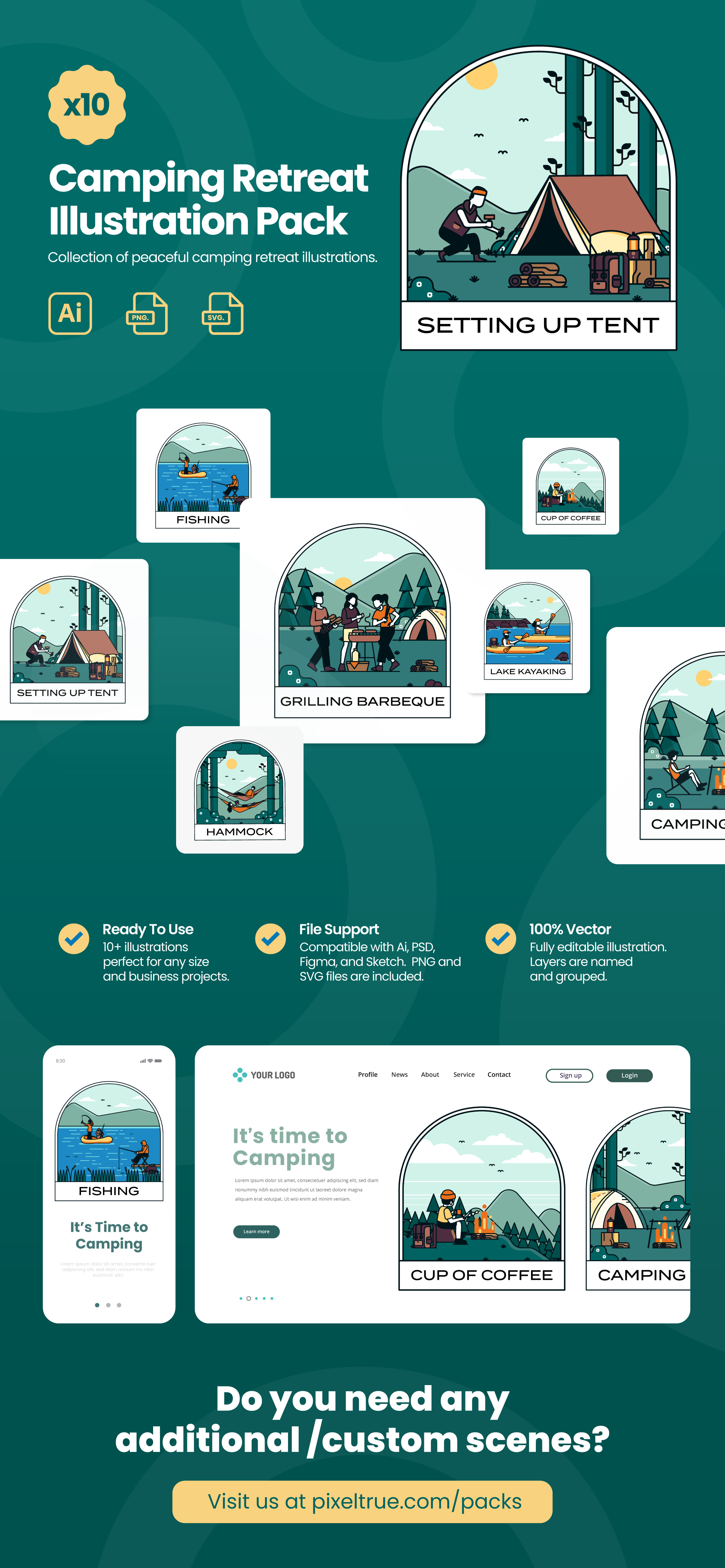 Camping Retreat Illustration Pack graphic design graphics illustration vector vector illustration