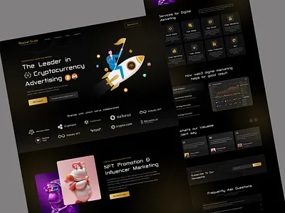 Web3 marketing landing page blockchain landing page branding crypto landing page cryptocurrency dark landing page graphic design homepage interface landing page motion graphics nft landing page nft marketplace startup uiux web design web3 web3 landing page web3 website website website design