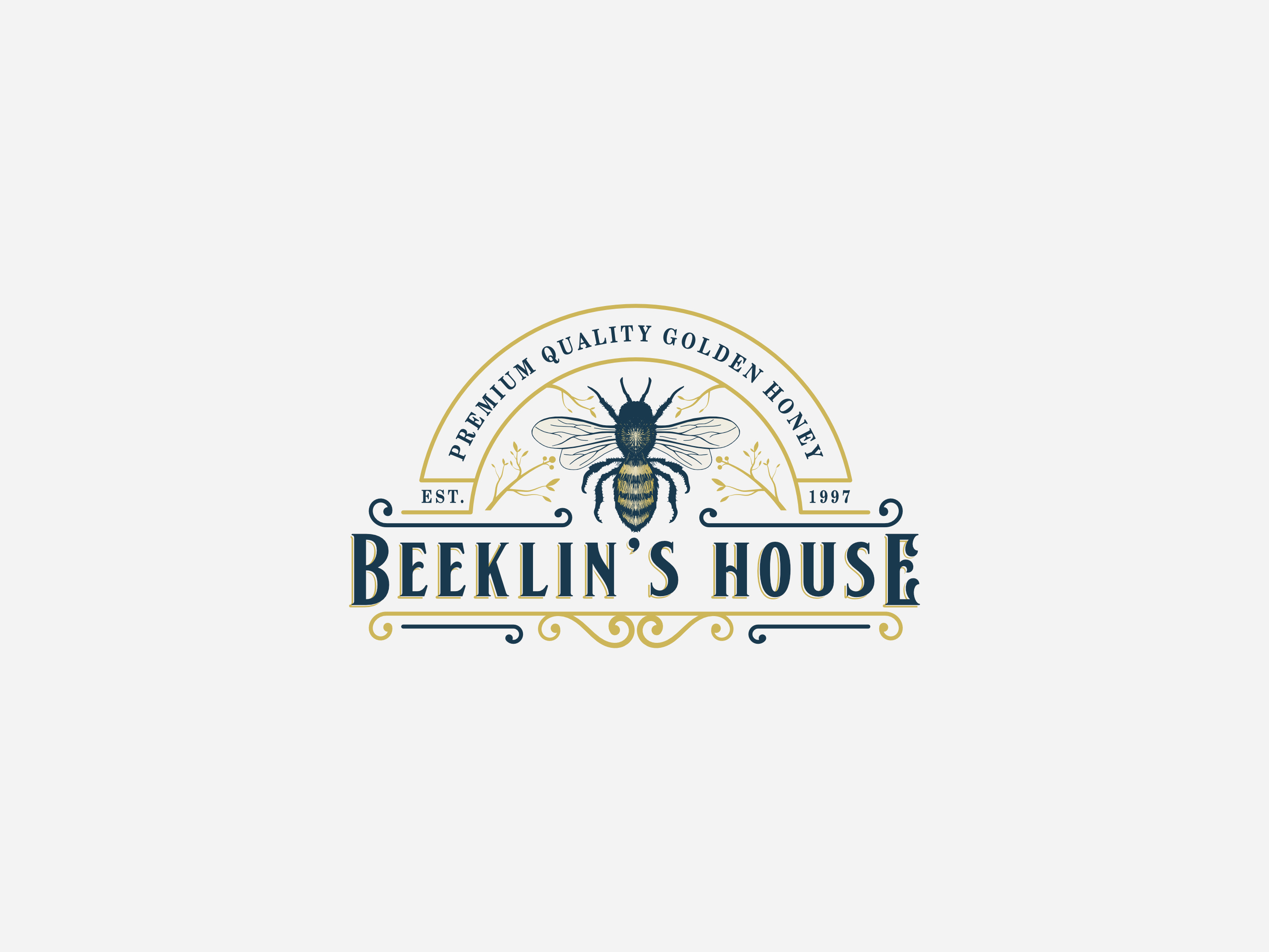 Vintage Bee Company Logo Idea badge bee brand design graphic design honey logo vector vintage