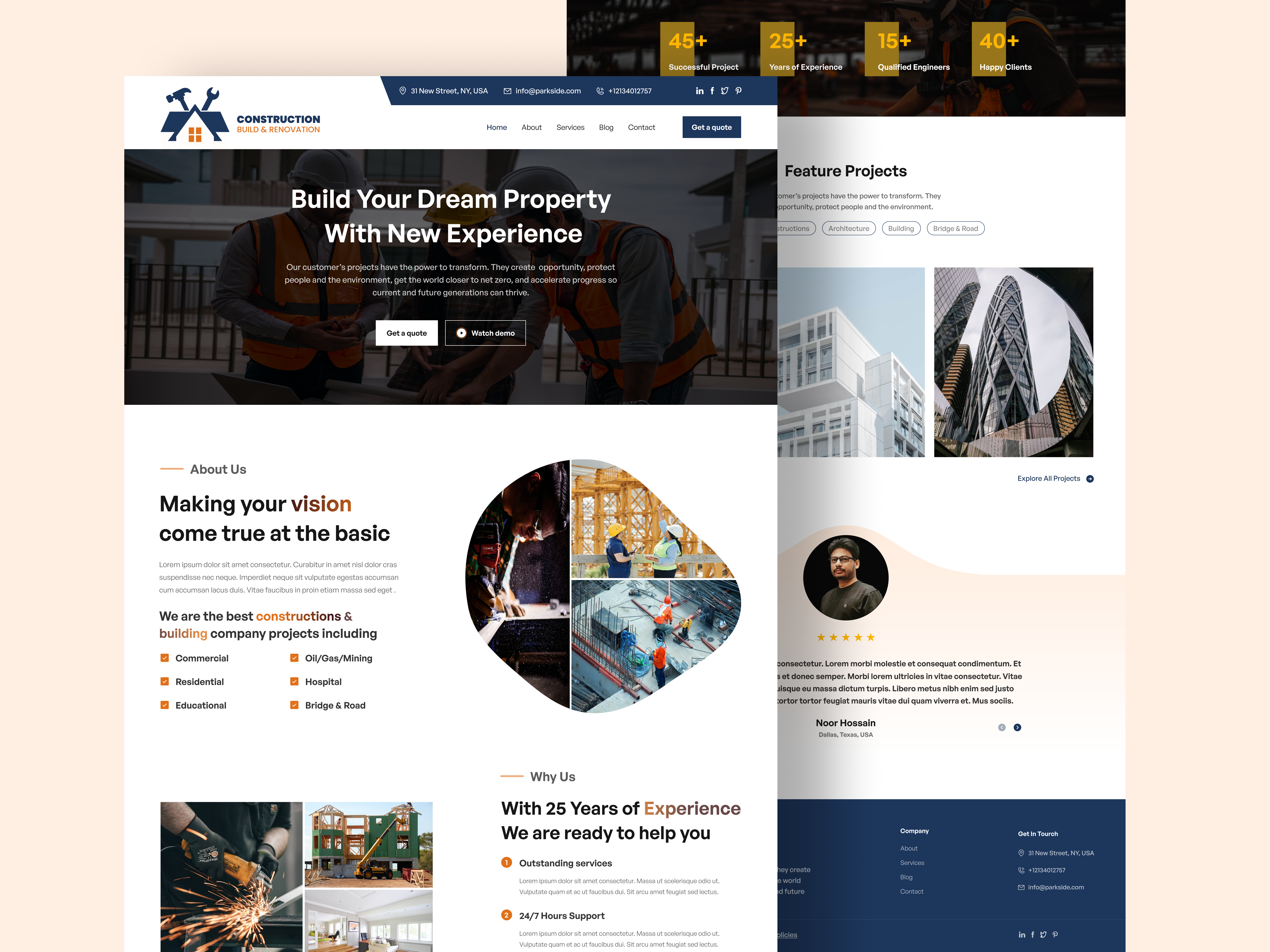 Construction Website Landing Page construction design figma home homepage landing landing page landingpage product design ui uidesign uiux user interface ux ux design uxui web design webdesign website