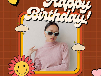 Retro Happy Birthday birthday sticker