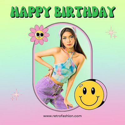 Retro Happy Birthday birthday happy sticker