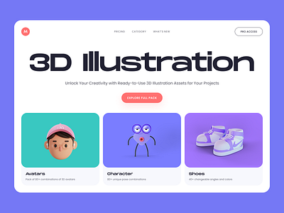 3D Assets - Hero Website 3d 3d assets 3d illustration dashboard design illustration rizki agus ui ui design ux design