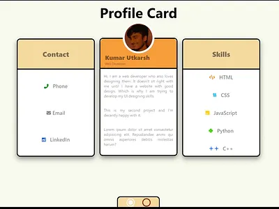 Profile Card animation graphic design ui