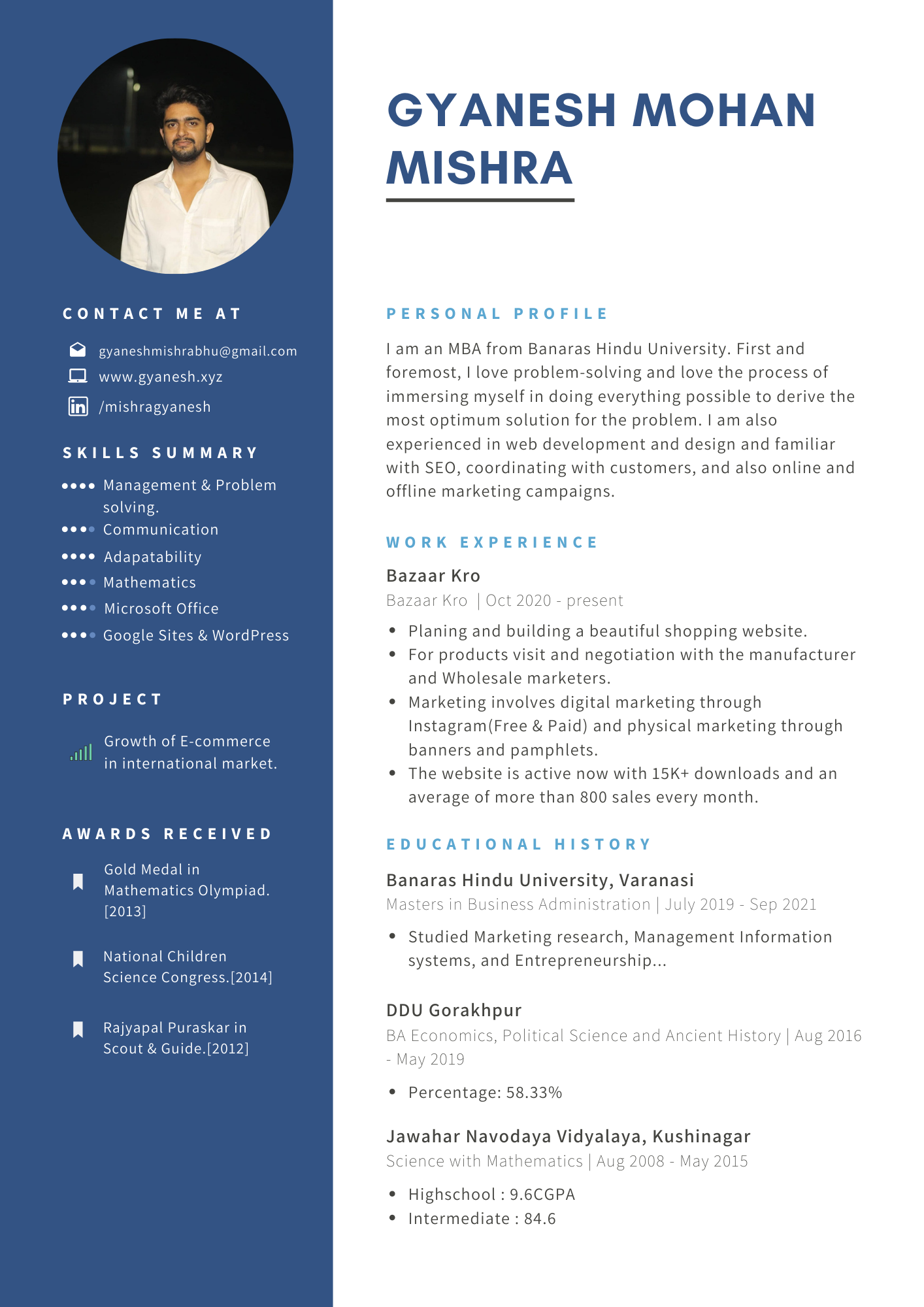 Professional Resume by Gyanesh Mishra on Dribbble