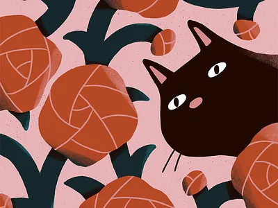 Cat and Roses cat digital illustration flowers illustration plants procreate roses