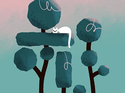 Cat and Topiaries cat digital illustration illustration plants procreate topiaries topiary trees