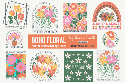 Boho Floral With Inspiration Bundle 3d animation app branding design graphic design illustration logo ui vector