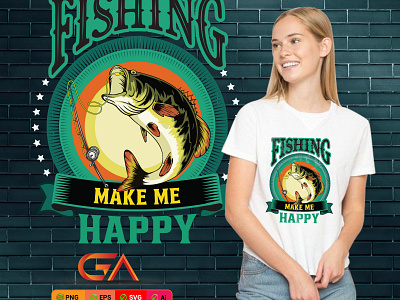 Fishing makes me happy SVG