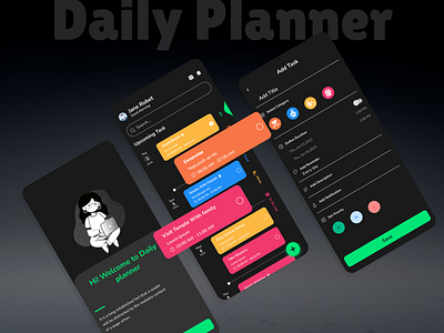 Daily planner App 📓 daily planner app design system illustration ui