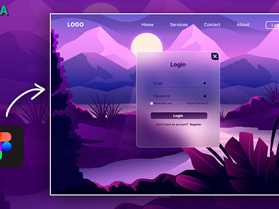 Animated Landing Page with Login and Register Form animation branding design figma graphic design illustration logo motion graphics typography ui ux