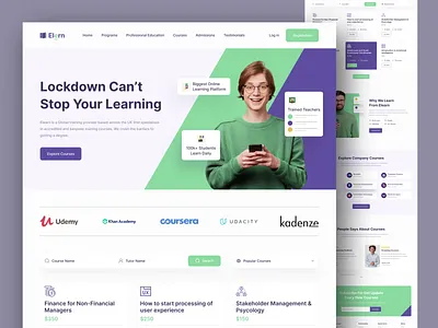 Online Educational Website course e learning platform landing page educational elearning halal landing page design learn learning management system learning platform online classroom online course online education school student teaching uiux design univercity web design