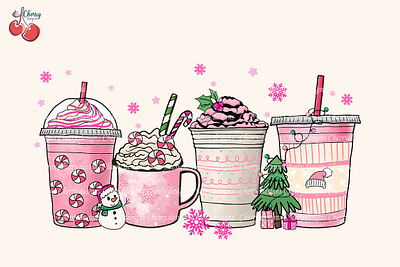 Christmas Pink Coffee Sublimation pink christmas light png