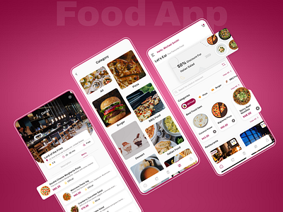 Food App 😋🥘 app design design food delivery app design motion graphics typography ui vector