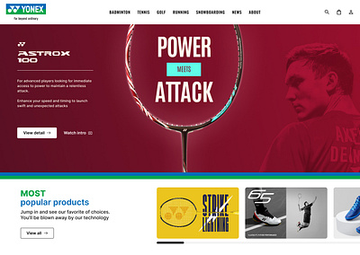 Yonex Homepage - Introducing new racket Astrox 100 branding graphic design ui