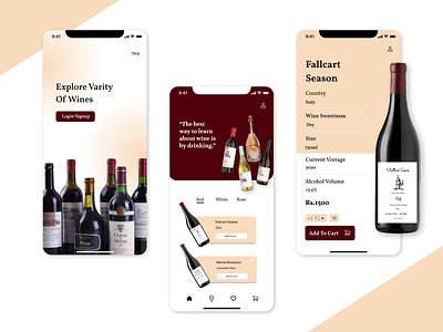 Wine Purchasing App app branding design illustration logo mobile mobileapp ui uiux vector wine wineapp winesellingapp