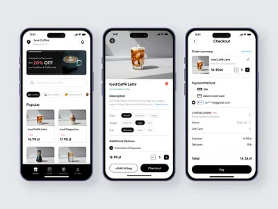 Breew - Order Coffee - Minimalist Mobile App app coffee coffee shop daily challange dailyui design drive thru figma minimalist mobile app design mobile ui order payment poland ui ui design ux warsaw