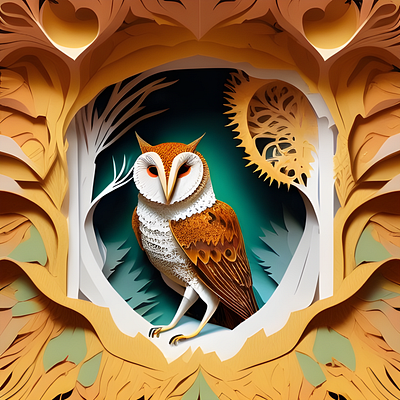 Owl lovers club Style PaperCut colorful illustration designs