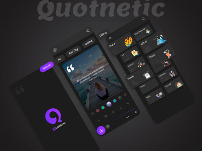 Quotnetic App󠀢󠀢🖋 illustration quotnetic app ui design vector