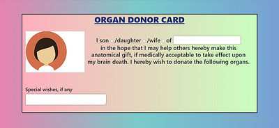 Organ Donor Card ui