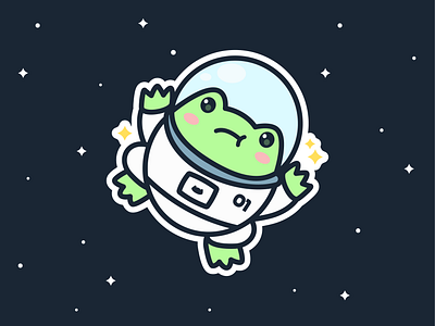 SZ Mood astronout character cute face flat frog green happy illustration jump kawaii mascot playful space vector